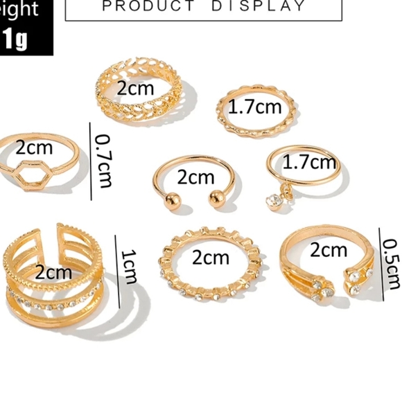*Candace* 8 Piece Ring Set - Picture 6 of 6